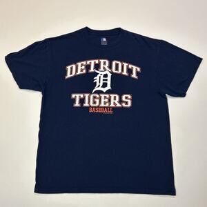 Detroit Tigers Shirt Mens Size Large Blue MLB Baseball Short Sleeve Logo Tee